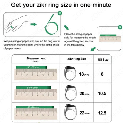 IQibla Smart Zikr Ring Praise Tasbih Tally Electronic Digital Counter for Muslims Prayer Time Vibration Reminder Waterproof
